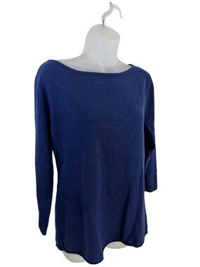Neiman Marcus Navy Blue Boat Neck 3/4 Sleeve Cashmere Sweater Size XL